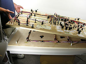 Custom harness tester interface was built on the lower board. Click for more intormation...